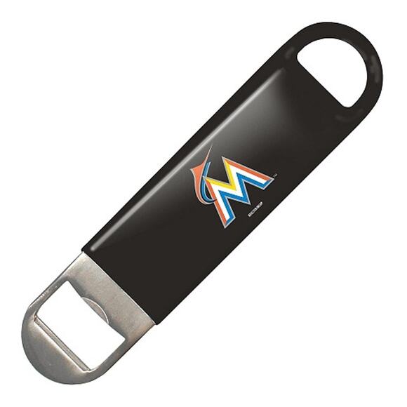MLB Miami Marlins Heavy Duty Bottle Opener Florida Vinyl Long Logo Printed Black - Picture 1 of 3